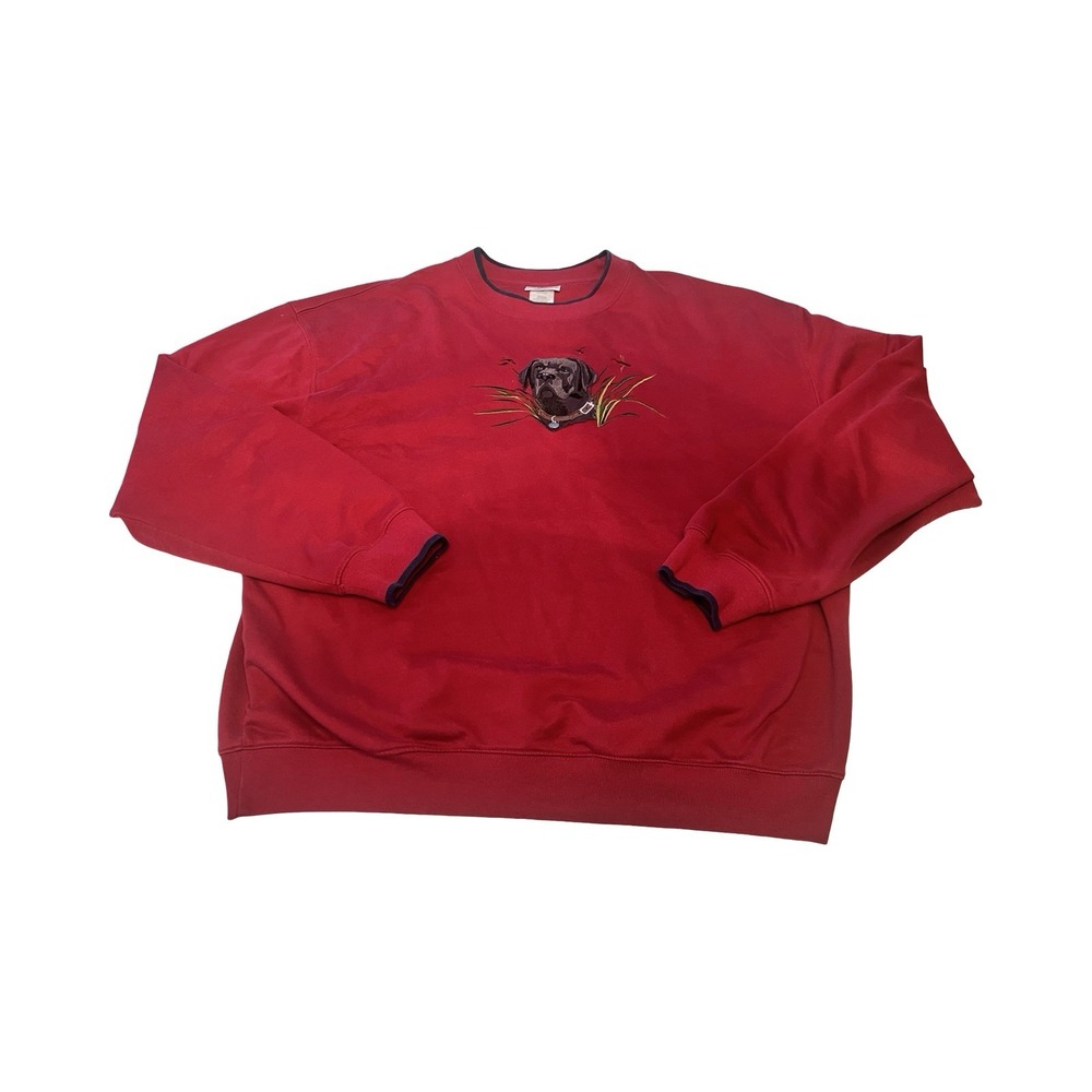 VTG Red 2XL 90s Black Lab Retriever Duck‎ Hunting Crewneck Sweatshirt